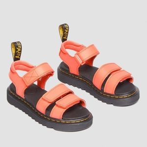 Dr. Martens Junior Klaire Athena Leather Strap Sandals in Coral